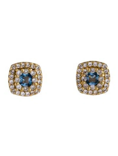 Pre-owned Aurate Synthetic Spinel & Synthetic Sapphire Stud Earrings In Multi