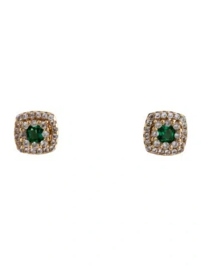 Pre-owned Aurate Tsavorite Garnet & Sapphire Stud Earrings In Multi