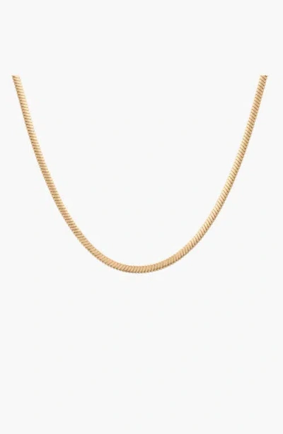 Aurate Unbreakable Herringbone Necklace In Gold Plated Stainless Steel