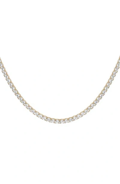 Aurate Unbreakable Lab Grown Sapphire Tennis Necklace In Gold Plated Stainless Steel