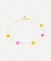 Auree 18ct Gold-plated Vermeil Silver Antibes Carnelian And Fuchsia Pink Chalcedony Bracelet In Gold