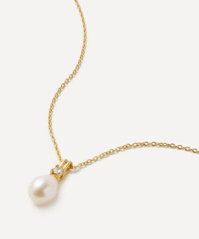 Auree 18ct Gold-plated Vermeil Silver Drayton Pearl And Cubic Zirconia Pendant Necklace