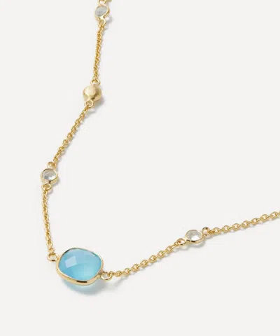 Auree 18ct Gold-plated Vermeil Silver Iseo Blue Chalcedony Necklace