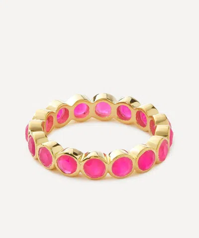 Auree 18ct Gold-plated Vermeil Silver Ortigia Fuchsia Pink Chalcedony Ring