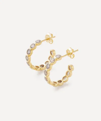 Auree 18ct Gold-plated Vermeil Silver Ortigia Labradorite Hoop Earrings#