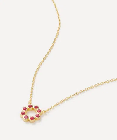Auree 18ct Gold-plated Vermeil Silver Ortigia Mini Fuchsia Pink Chalcedony Necklace