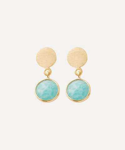 Auree 18ct Gold-plated Vermeil Silver Salina Amazonite Disc Drop Earrings