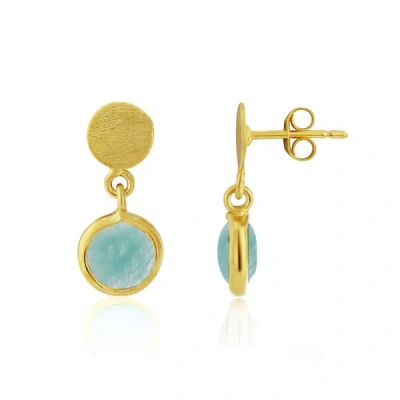 Auree Jewellery Salina Gold Vermeil Disc & Amazonite Earrings