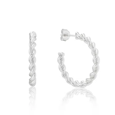 Auree Jewellery Women's Alhambra Large Silver Hoop Earrings In White