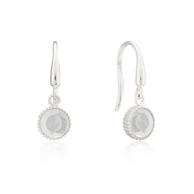 Auree Jewellery Women's Barcelona Silver April Crystal Birthstone Hook Earrings In Metallic