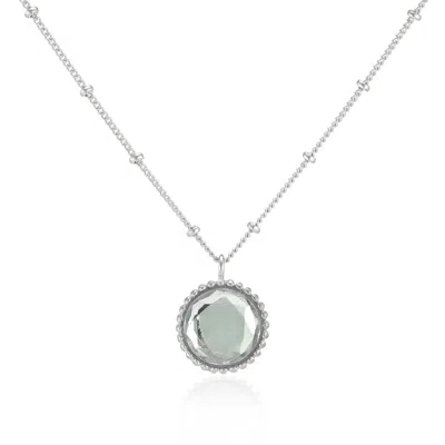 Auree Jewellery Women's Barcelona Silver August Birthstone Necklace Green Amethyst