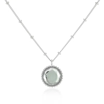 Auree Jewellery Women's Barcelona Silver August Birthstone Necklace Green Amethyst In Metallic