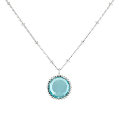 Auree Jewellery Women's Barcelona Silver March Birthstone Necklace Blue Topaz