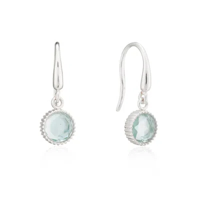 Auree Jewellery Women's Barcelona Silver March Blue Topaz Birthstone Hook Earrings