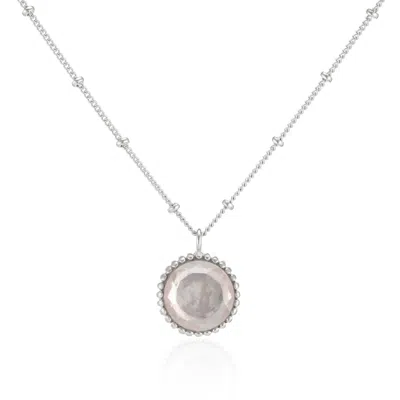 Auree Jewellery Women's Barcelona Silver October Birthstone Necklace Rose Quartz In Gray
