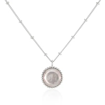 Auree Jewellery Women's Barcelona Silver October Birthstone Necklace Rose Quartz In Metallic