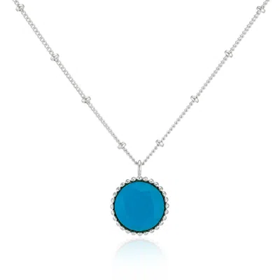 Auree Jewellery Women's Blue Barcelona Silver December Birthstone Necklace Turquoise In Metallic