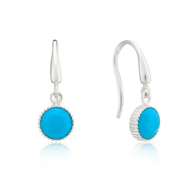 Auree Jewellery Women's Blue Barcelona Silver December Turquoise Birthstone Hook Earrings