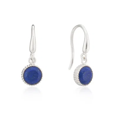 Auree Jewellery Women's Blue Barcelona Silver September Lapis Lazuli Birthstone Hook Earrings In Metallic