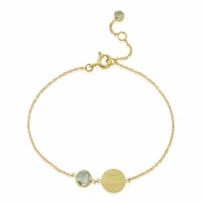 Auree Jewellery Women's Blue / Gold Bali 9ct Gold March Birthstone Bracelet Blue Topaz