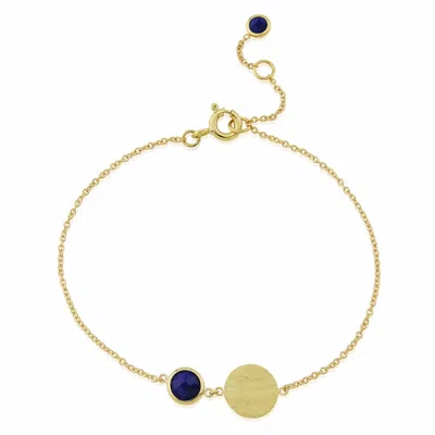 Auree Jewellery Women's Blue / Gold Bali 9ct Gold September Birthstone Bracelet Lapis Lazuli