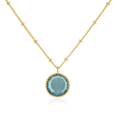 Auree Jewellery Women's Blue / Gold Barcelona March Birthstone Necklace Blue Topaz