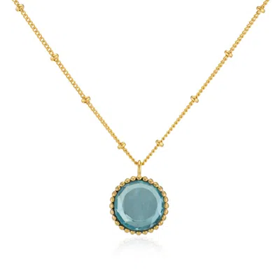 Auree Jewellery Women's Blue / Gold Barcelona March Birthstone Necklace Blue Topaz In Multi