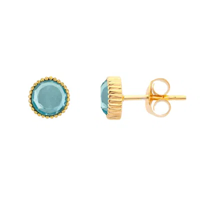 Auree Jewellery Women's Blue / Gold Barcelona March Birthstone Stud Earrings - Blue Topaz In Multi