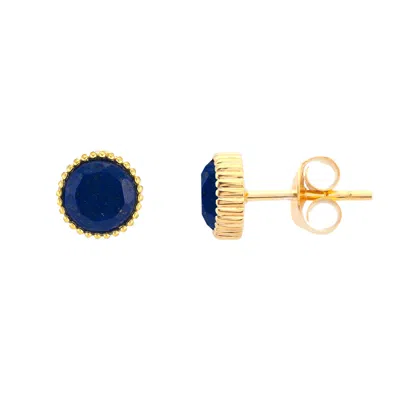 Auree Jewellery Women's Blue / Gold Barcelona September Birthstone Stud Earrings - Lapis Lazuli
