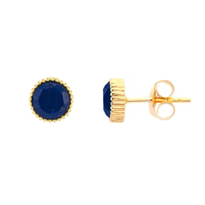 Auree Jewellery Women's Blue / Gold Barcelona September Birthstone Stud Earrings - Lapis Lazuli In Multi