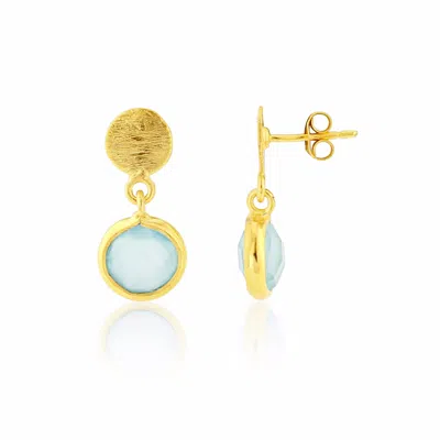 Auree Jewellery Women's Blue / Gold / Green Salina Gold Vermeil & Aqua Onyx Gemstone Drop Earrings