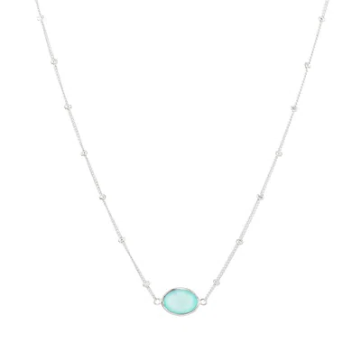 Auree Jewellery Women's Blue Pollara Aqua Chalcedony & Silver Beaded Necklace In White