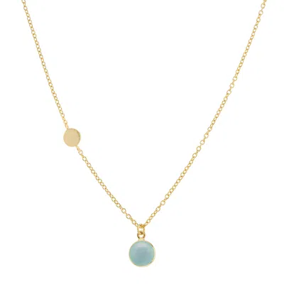 Auree Jewellery Women's Blue Salina Gold Vermeil Disc & Aqua Chalcedony Necklace