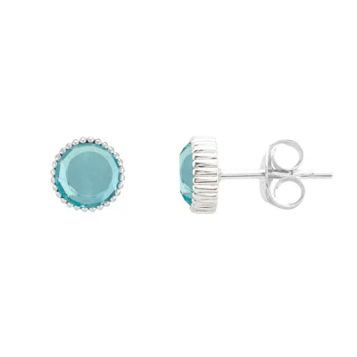 Auree Jewellery Women's Blue / Silver Barcelona Silver March Birthstone Stud Earrings Blue Topaz In Multi