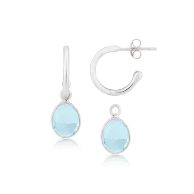 Auree Jewellery Women's Blue / Silver Manhattan Silver & Blue Topaz Interchangeable Gemstone Earrings In Metallic