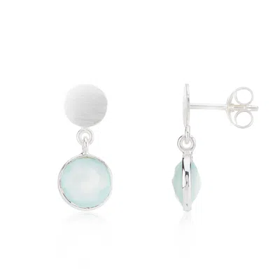Auree Jewellery Women's Blue / Silver Salina Sterling Silver Disc & Aqua Chalcedony Earrings In White