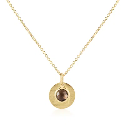 Auree Jewellery Women's Brown / Gold Bali 9ct Gold November Birthstone Necklace Smokey Quartz