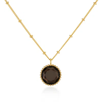 Auree Jewellery Women's Brown / Gold Barcelona November Birthstone Necklace Smokey Quartz In Multi