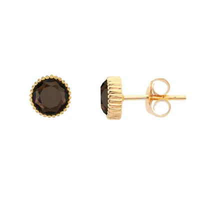 Auree Jewellery Women's Brown / Gold Barcelona November Birthstone Stud Earrings - Smokey Quartz