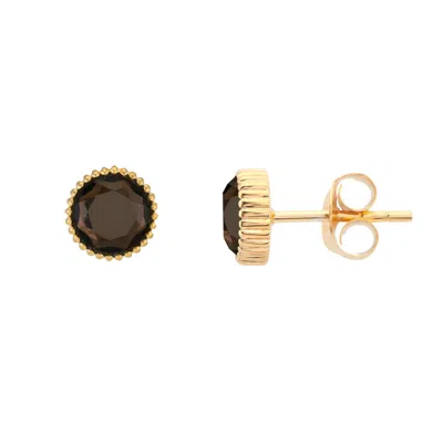 Auree Jewellery Women's Brown / Gold Barcelona November Birthstone Stud Earrings - Smokey Quartz In Multi