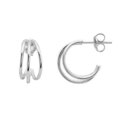 Auree Jewellery Women's Cordoba Triple Stirling Silver Hoop Earrings In Metallic