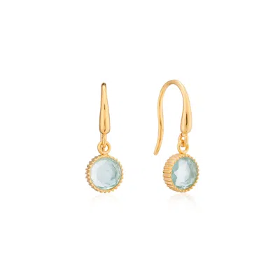 Auree Jewellery Women's Gold / Blue Barcelona March Birthstone Hook Earrings Blue Topaz