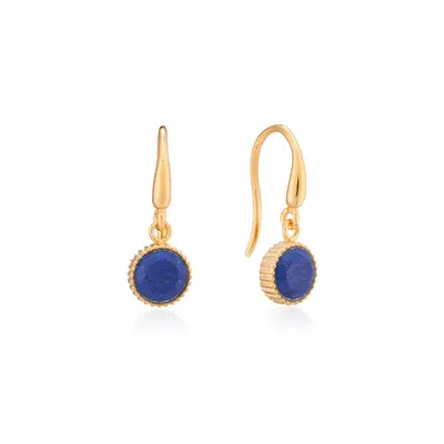 Auree Jewellery Women's Gold / Blue Barcelona September Birthstone Hook Earrings Lapis Lazuli