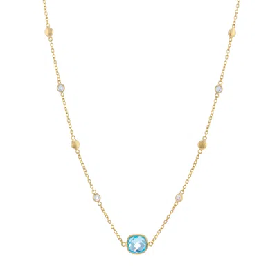 Auree Jewellery Women's Gold / Blue Iseo Blue Topaz Gemstone & Gold Vermeil Necklace In Multi