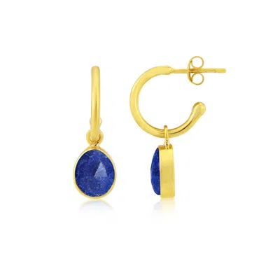 Auree Jewellery Women's Gold / Blue Manhattan Gold & Lapis Lazuli Interchangeable Gemstone Earrings