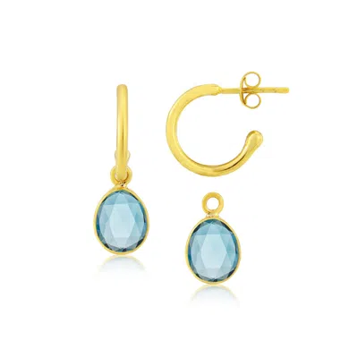 Auree Jewellery Women's Gold / Blue Manhattan Gold & London Topaz Interchangeable Gemstone Earrings
