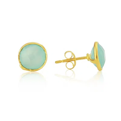 Auree Jewellery Women's Gold / Blue Savanne Gold Vermeil & Aqua Chalcedony Stud Earrings In Multi