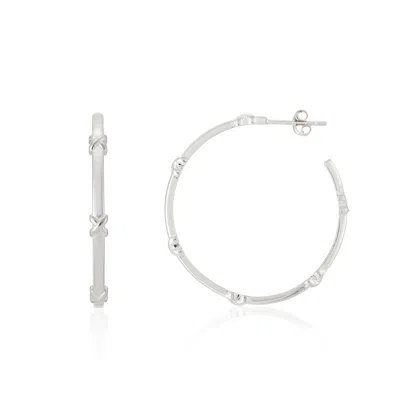 Auree Jewellery Women's Gold Deia Large Sterling Silver Kiss Hoop Earrings In White