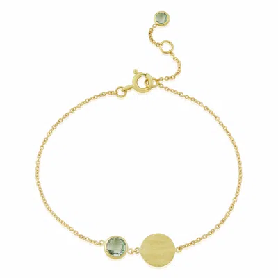 Auree Jewellery Women's Gold / Green Bali 9ct Gold August Birthstone Bracelet Green Amethyst