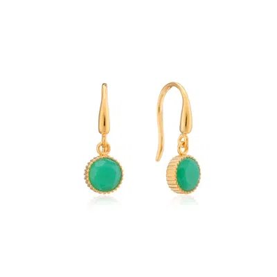 Auree Jewellery Women's Gold / Green Barcelona May Birthstone Hook Earrings Chyrsoprase In Multi